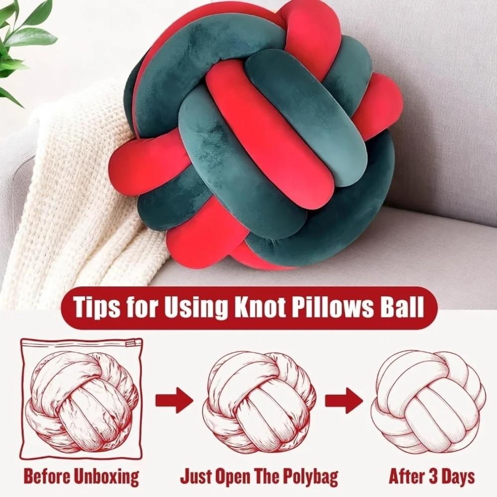 Green And Red Knot Ball Pillow New Holiday Kids